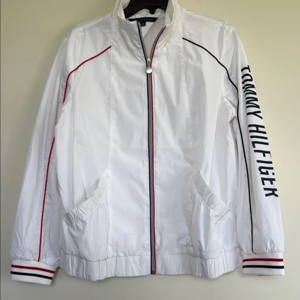 Tommy Hilfiger White Windbreaker with Bold Accents